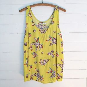 Old Navy Bright Yellow Floral Tank XL